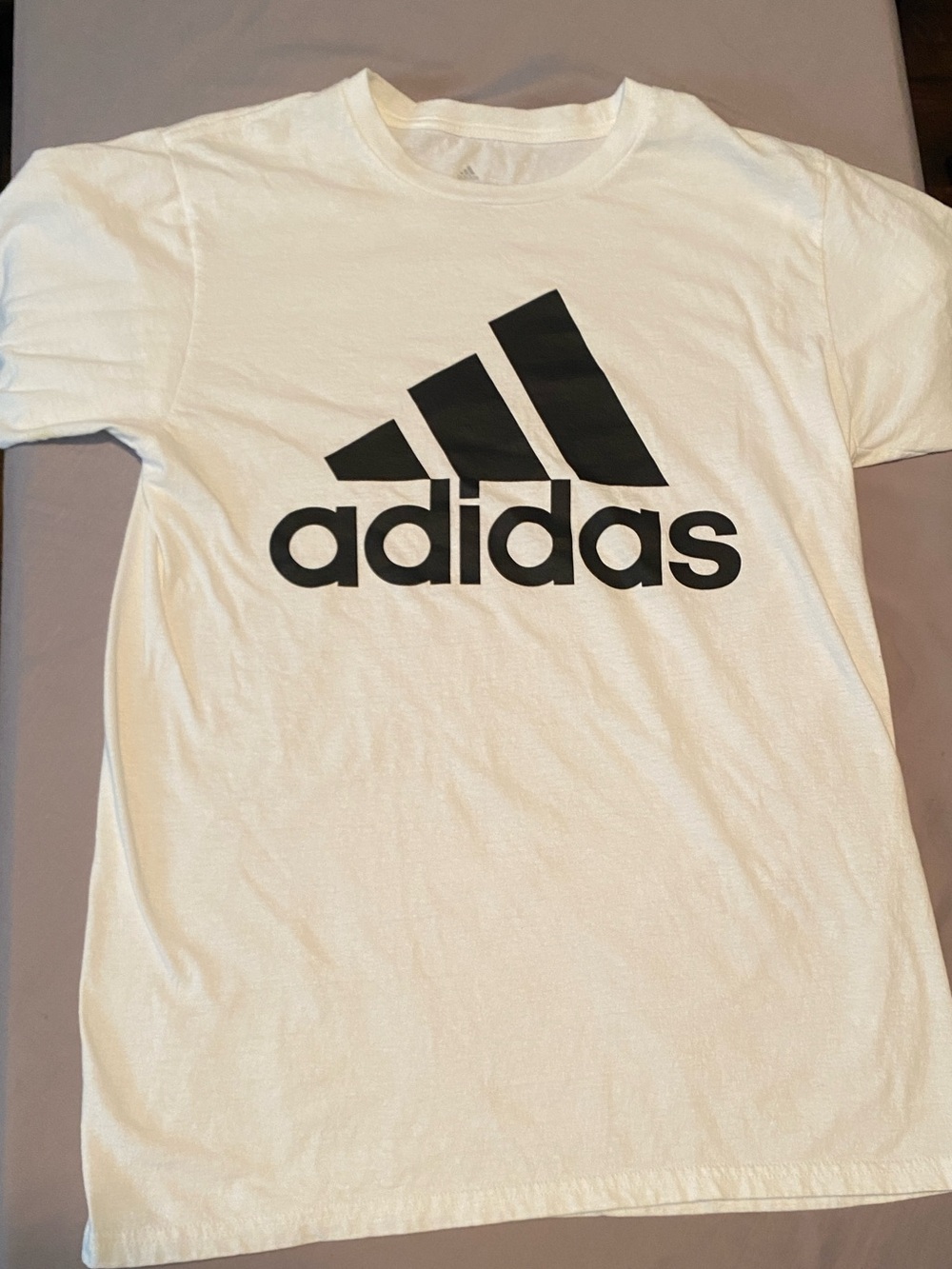 adidas White Short Sleeve Tee with Black Logo